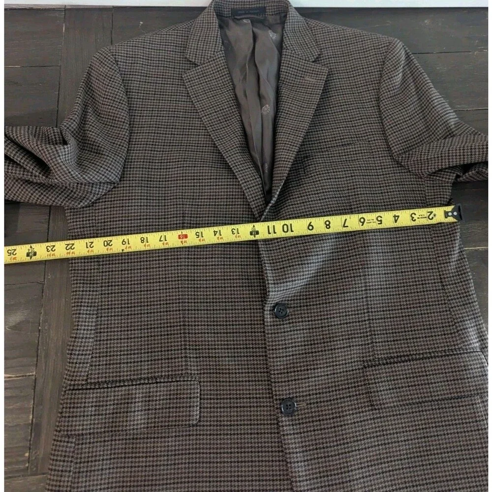 Ralph Lauren Black Label Houndstooth Brown ‎ Blazer Jacket Sport Coat Mens 44L